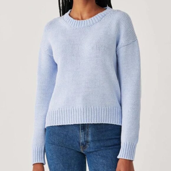 White + Warren Cotton Rope Easy Crewneck Sweater M Blue Cord Soft Knit Revolve - Picture 1 of 12